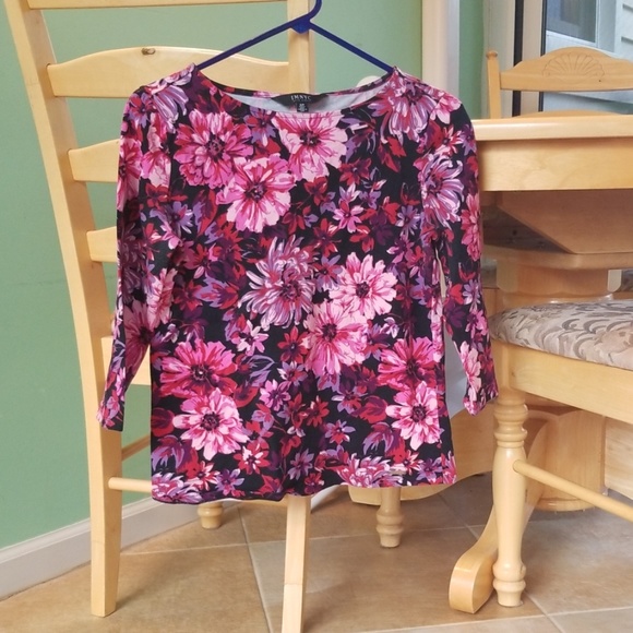 Issac Mizrahi pink purple floral top small - Picture 2 of 5